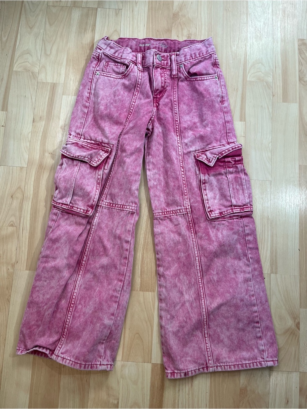 Old navy High Rise Super Baggy Pink Wide leg jeans size 8